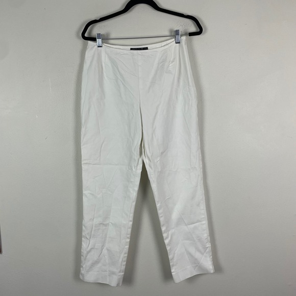 Lafayette 148 New York Pants - Lafayette 148 New York White Cotton Blend Cropped Pants 12 Career Minimalist